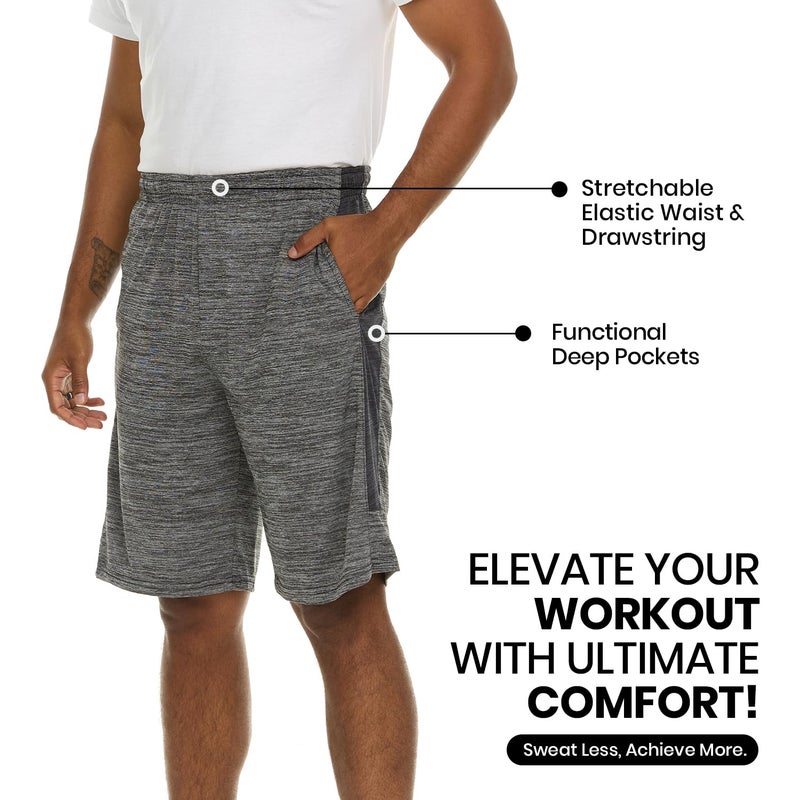 Essential Elements Athletic Shorts for Men - 5 Pack Men's Activewear with Pockets, Quick Dry Basketball Shorts - Sports Shorts for Workout, Gym, Running - Image 2